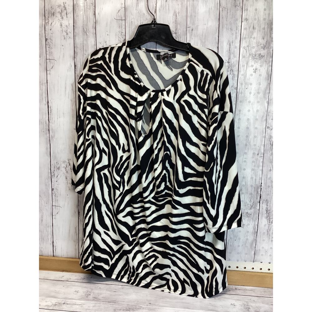 Grateful Women Zebra Print Long Sleeve Lightweight Knit Tunic 3X Plus Size NWT